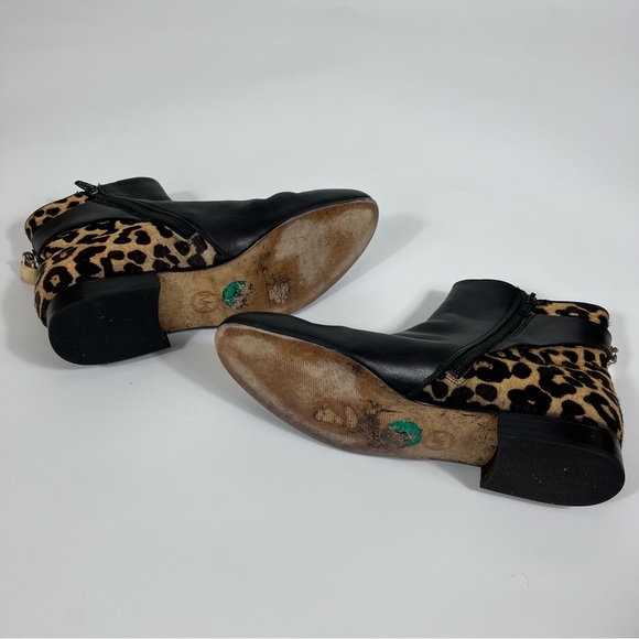 Michael Kors Black Leather Boots with Leopard Calf Hair - Picture 6 of 6